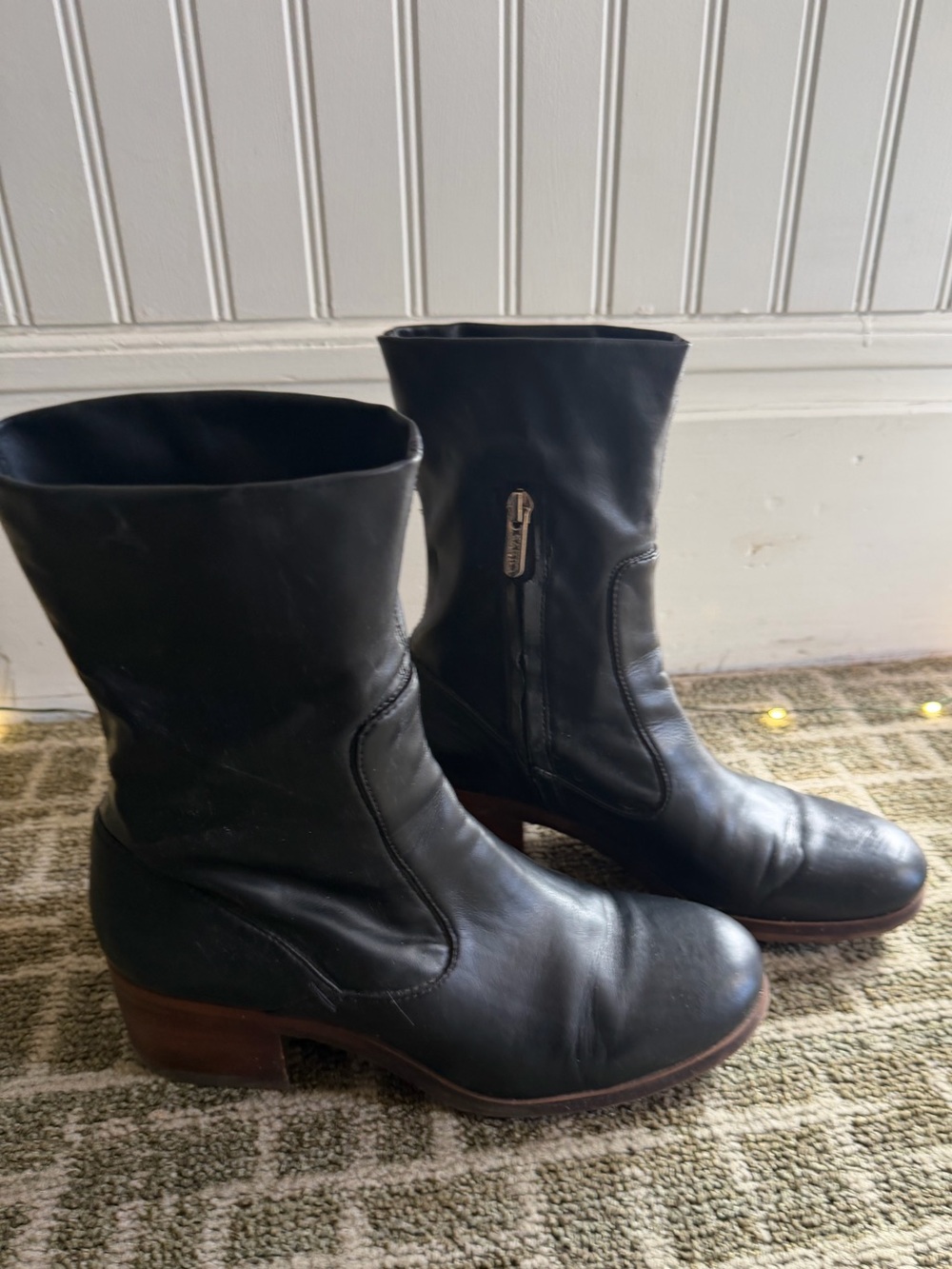 SARTO by Frank Sarto Black Leather Mid-Calf Women’s Boots with Side Zipper